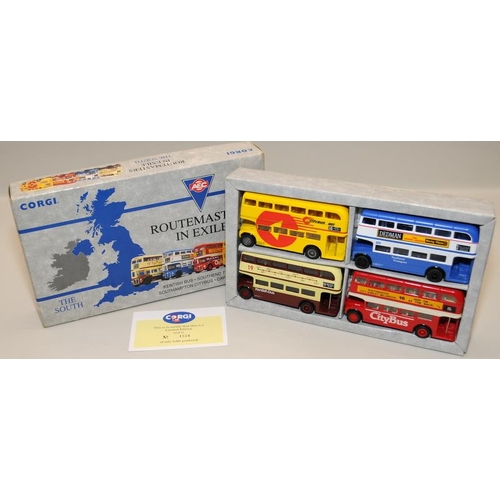 348 - 2 x Corgi die-cast vehicle sets - 001 The Solent Bus Set and Routemasters In Exile, The South. Model... 