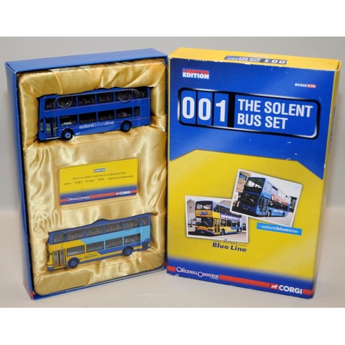 348 - 2 x Corgi die-cast vehicle sets - 001 The Solent Bus Set and Routemasters In Exile, The South. Model... 