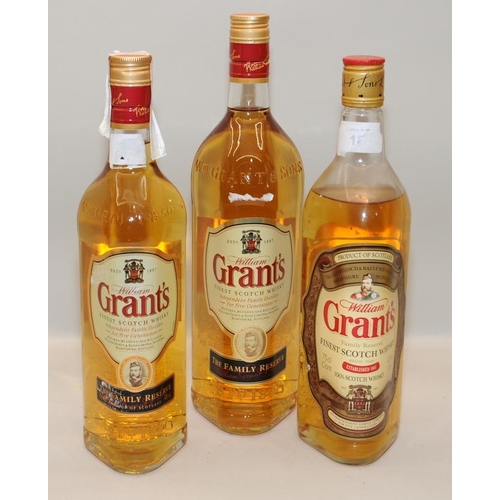 45 - 3 bottles Grant's Scotch Whisky, 2 x 75cl and 1 x 1L