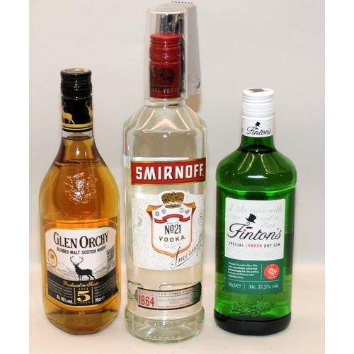 7 - 3 mixed bottles of alcoholic spirit Vodka Gin and Whisky ref 83,85 93