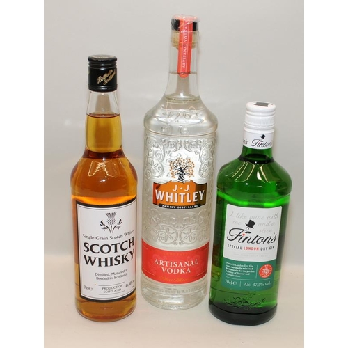 3 - 3 mixed bottles of alcoholic spirit Vodka, Whisky and Gin ref 83,83 93