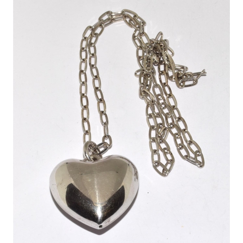 178 - Large modernist puffy 925 silver heart pendant.