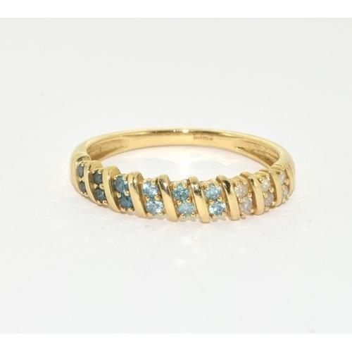 180 - 3 x gold rings 9ct gold ladies Antique set sapphire bar ring size N, 9ct gold ladies 3 colour Diamon... 