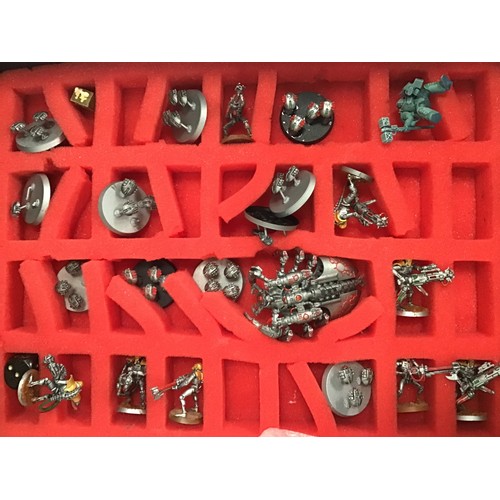 154 - Warhammer carry case with models and vehicles