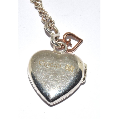 170 - Clogau 9ct gold/silver locket heart and chain.