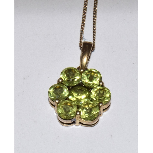 176 - 925 Silver Gilt Peridot Flower Necklace