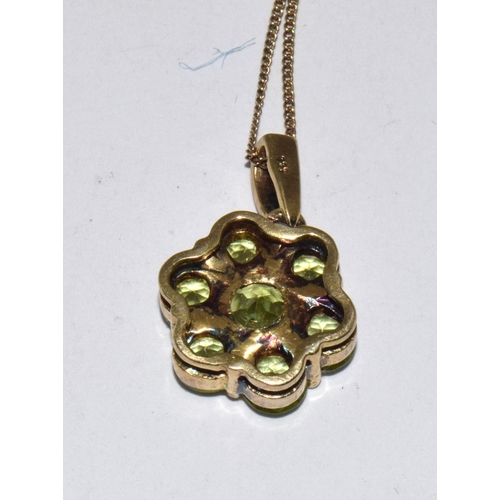 176 - 925 Silver Gilt Peridot Flower Necklace