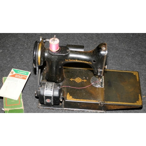 292 - Vintage Singer electric sewing machine model 210K with carry case cables and accessories ref W