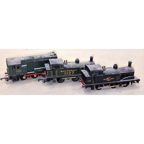 2 - Three OO Guage locomotives to include Southern 1127, British Railways 31337, 3763- previously displa... 