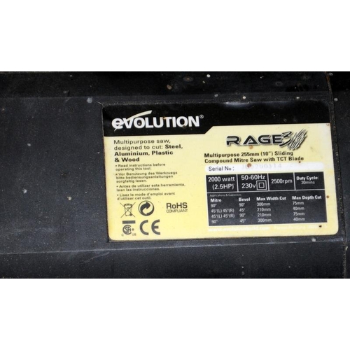 221 - Evolution Rage 3 multi purpose sliding compound mitre saw.