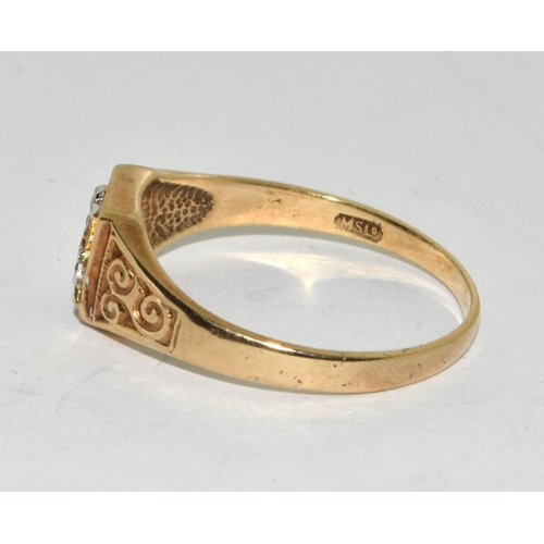 183 - Masonic Diamond 9ct gold gents ring Size V