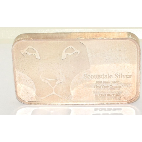 195 - Scottsdale 5oz .999 silver bar.