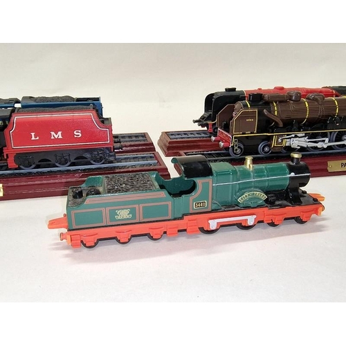 103 - Group of display locomotives with tenders mostly on wooden bases with brass name plates (5).