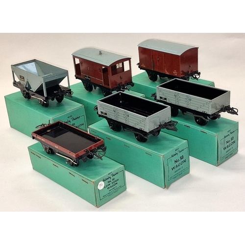 90 - Hornby O Gauge vintage group of No. 50 wagons, assorted variations  (6).