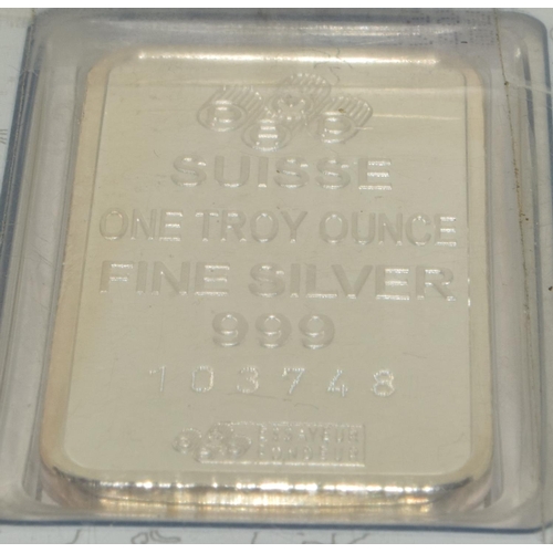 181 - 1oz Silver Ingot. No 103748 ref W