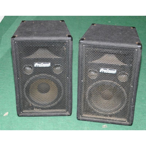 107 - Pair of ProSound PA floor standing speakers with protective covers. 58cms tall. Ref:W