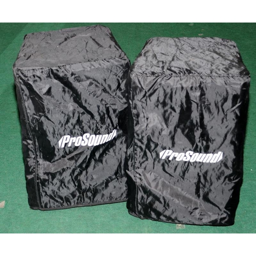 107 - Pair of ProSound PA floor standing speakers with protective covers. 58cms tall. Ref:W