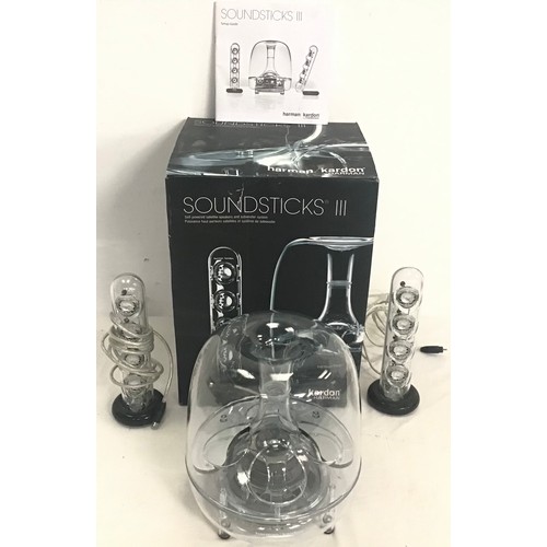 111 - SoundSticks III self powered satellite speakers. Boxed. Ref:W