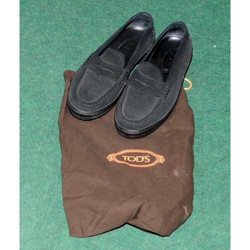 103 - Pair of Tod's black suede loafers with slipcase. EU size 38. Ref:W