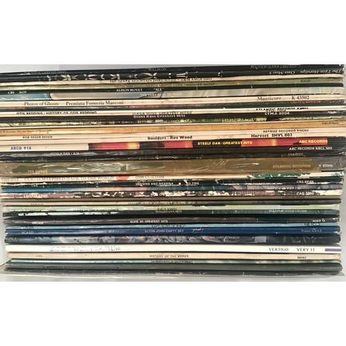 231 - BOX OF VARIOUS ROCK AND POP VINYL LP RECORDS. To include - Dire Straits - Bob Seeger - Steely Dan - ... 