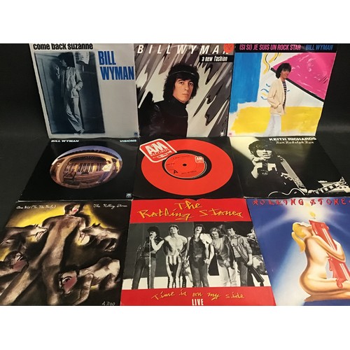 489 - BOX OF VARIOUS ROLLING STONES 7” VINYL. Various years and conditions here with many in picture sleev... 