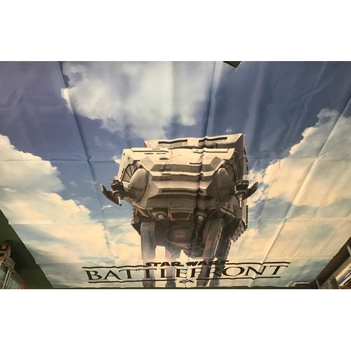 476 - Very large vinyl banner advertising Star Wars Battlefront video game depicting At-At. (Bottom half h... 