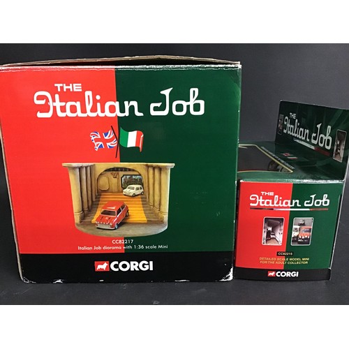 406 - Corgi  The Italian Job Diorama with red mini CC82217 plus Red Boxed mini CC82215. Supplied here in o... 