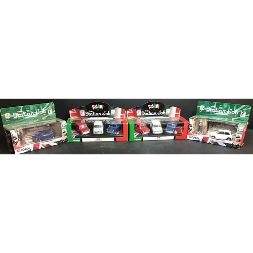 407 - The Italian Job Collection of Corgi boxed cars to include - white mini with figure and gold bars (04... 