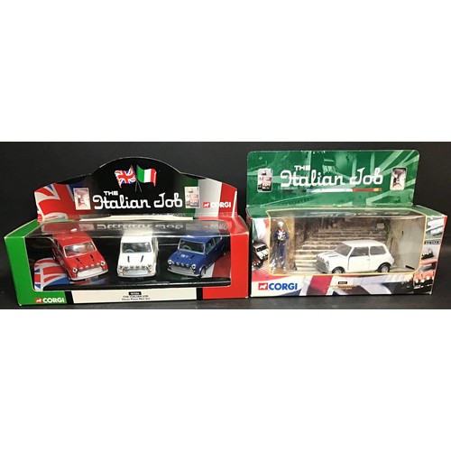 407 - The Italian Job Collection of Corgi boxed cars to include - white mini with figure and gold bars (04... 