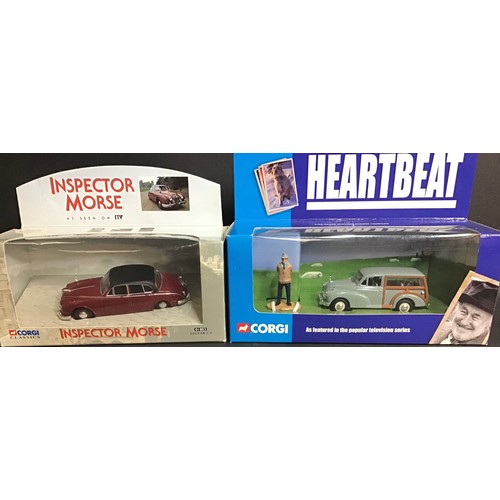 410 - Corgi detective themed car lot x 4. 2 x inspector Morse -Jaguar Mk2 (96682) Jaguar 2.4 (01803) - Hea... 