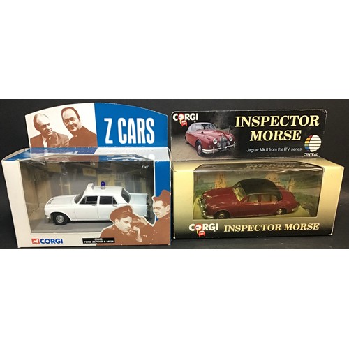 410 - Corgi detective themed car lot x 4. 2 x inspector Morse -Jaguar Mk2 (96682) Jaguar 2.4 (01803) - Hea... 