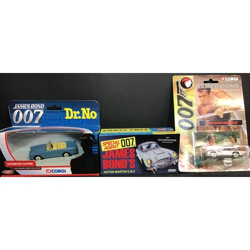 411 - James Bond related Corgi vechicles. Aston Martin DB.5 (04203) - Sunbeam Alpine (TY02501) and Aston M... 