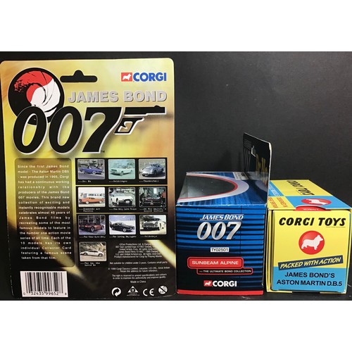 411 - James Bond related Corgi vechicles. Aston Martin DB.5 (04203) - Sunbeam Alpine (TY02501) and Aston M... 