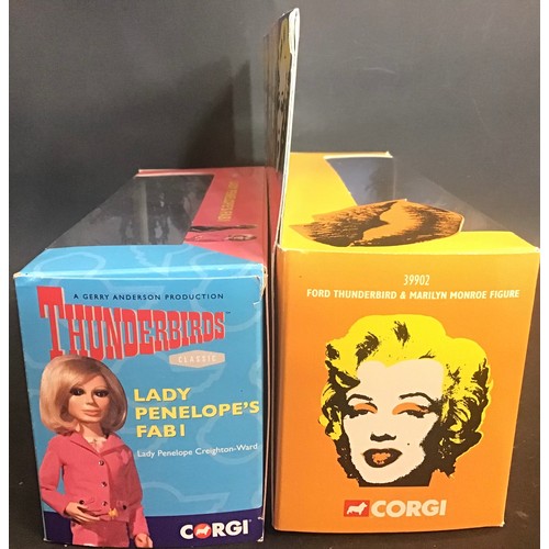 416 - Corgi thunderbirds fab 1 Boxed Cc00604 and 39902 Ford Thunderbird & Marilyn Monroe Figure Boxed.