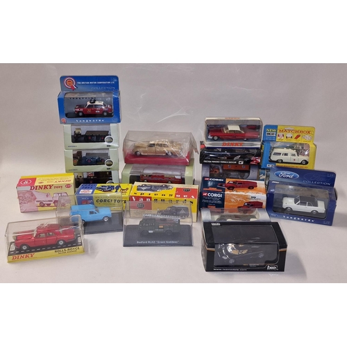 405 - Group of boxed vintage and modern die cast cars to include Corgi, Dinky and Matchbox.