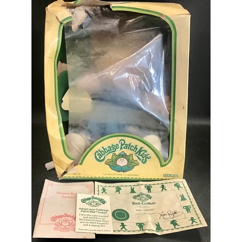 190 - Cabbage Patch doll found here in box suffering age related wear. The doll (Dona Karleen)  is in grea... 