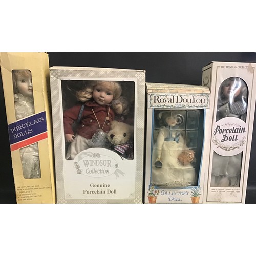 197 - Collection of five various porcelain dolls complete with original boxes.