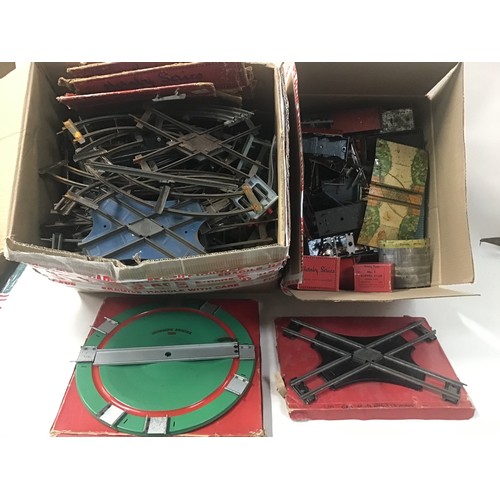 133 - Large collection of 0 gauge track and various crossings and turntable some boxed but mostly loose. (... 