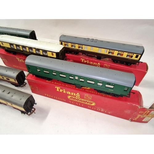 180 - Collection of vintage Tri-ang OO gauge carriages, mostly in storage worn boxes. 6 in lot