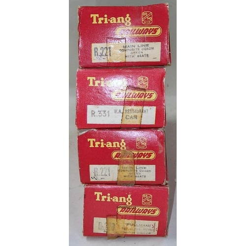 180 - Collection of vintage Tri-ang OO gauge carriages, mostly in storage worn boxes. 6 in lot