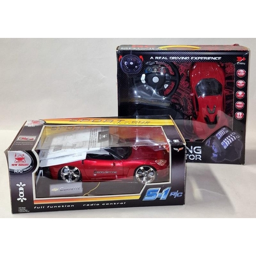 244 - New Bright radio controlled boxed Corvette together with a boxed Radio Controlled Driving Simulator ... 