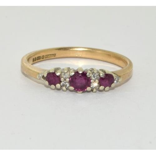 250 - 9ct gold ladies Diamond and Ruby antique set ring size N