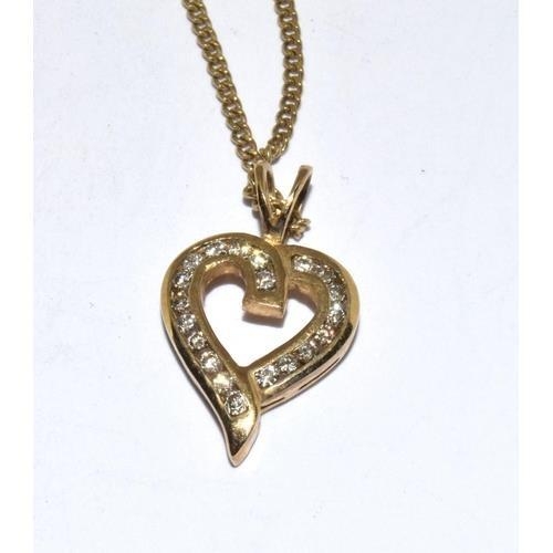 283 - 9ct gold diamond heart pendant necklace