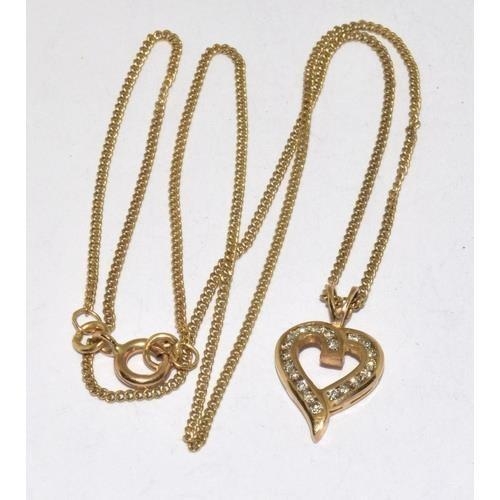 283 - 9ct gold diamond heart pendant necklace