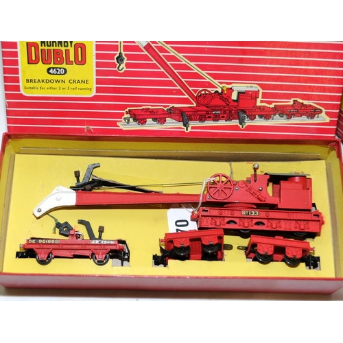 140 - Two vintage Hornby Dublo breakdown cranes ref. 4620. Appear complete in good boxes