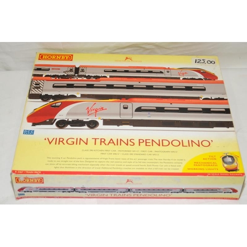 148 - Hornby 00 gauge Virgin Trains Pendolino set ref: R2467. Box has some storage wear but models are exc... 