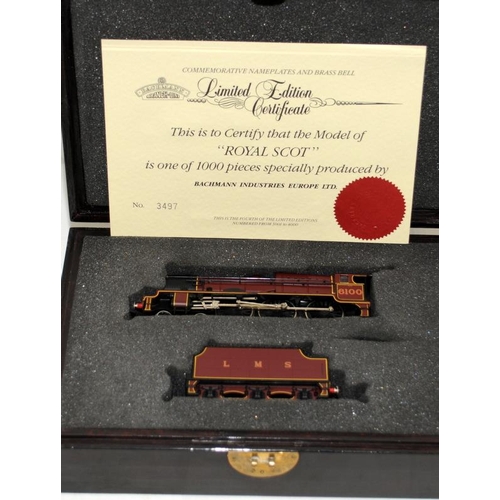 169 - 00 gauge Bachmann Main Line limited edition LMS Royal Scot 6100 in wooden presentation box with cert... 