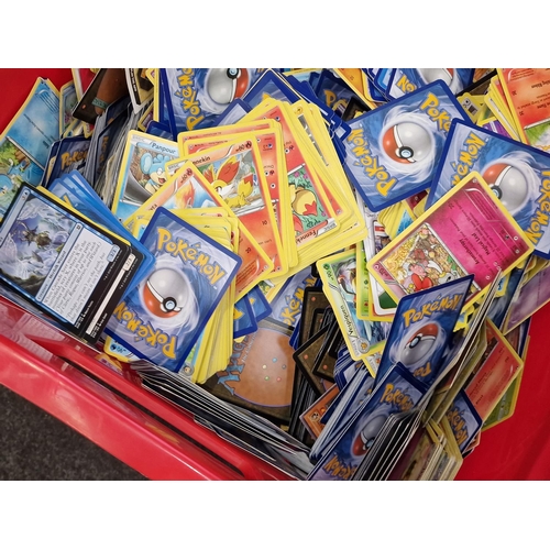 266 - Large tub of various unsorted Pokemon and other trading cards. Huge collection to sort through for t... 