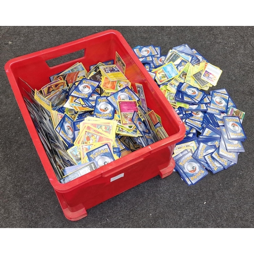 266 - Large tub of various unsorted Pokemon and other trading cards. Huge collection to sort through for t... 