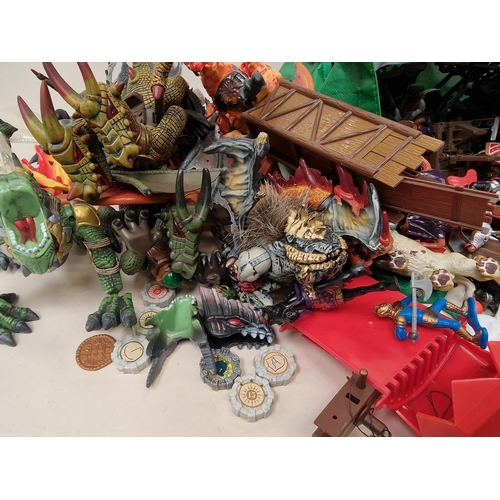 274 - Collection of modern plastic dragons and knights figures.